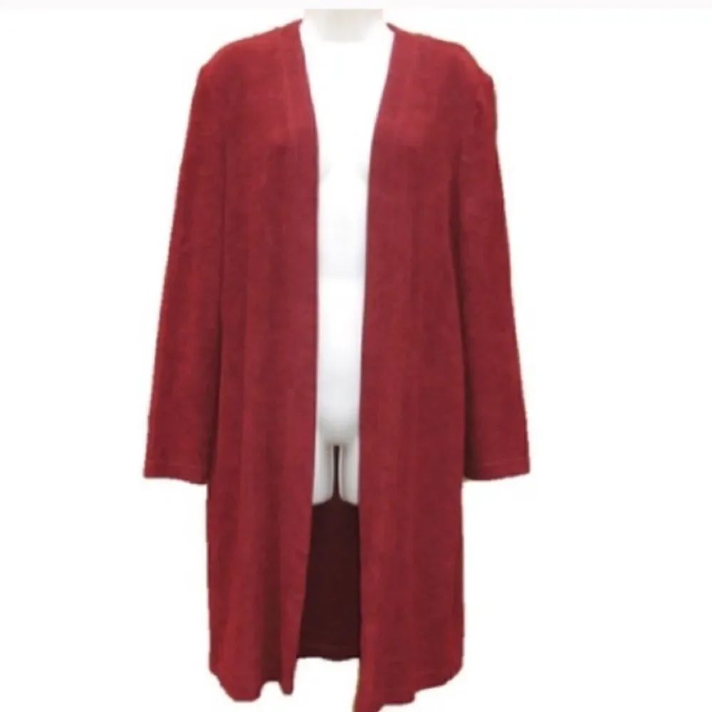NWOT Deep Red Long Cardigan Duster Jacket